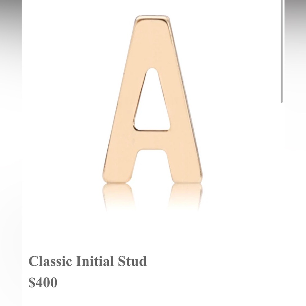 NWT “A” Initial Gold Stud